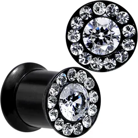 0 Gauge Clear CZ Gem Black PVD Goddess of Glam Screw Fit Plug Set 0 Gauge Clear CZ Gem Black PVD Goddess of Glam Screw Fit Plug Set