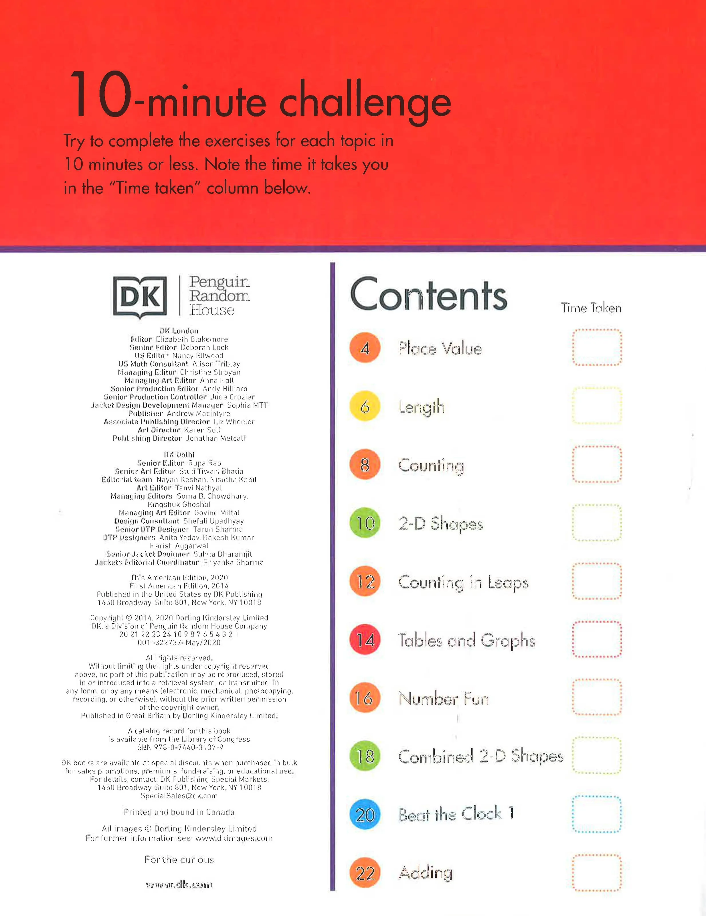 10 Minutes A Day Math, 1st Grade