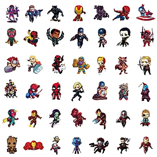 100Pcs Teens Superheros Stickers,Avengers Decals,Waterproof for Laptop Water Bottle Car Cup Computer Guitar Skateboard Luggage Bike Bumper, Kid/Teen Gift