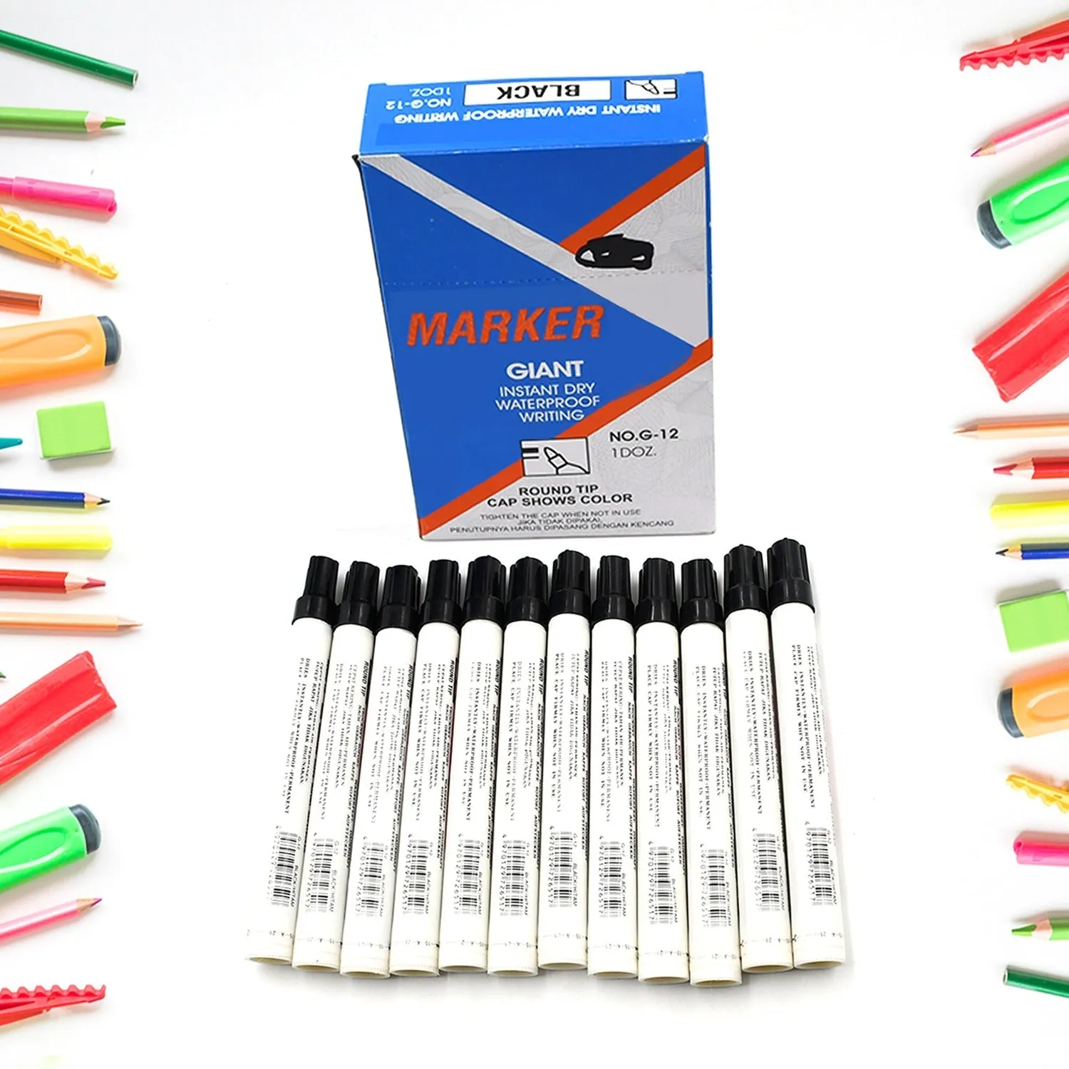 1625 Black Permanent Marker Leak Proof Marker Craftworks, School Projects and Other | Suitable for Office and Home Use (Pack Of 12 Pc)