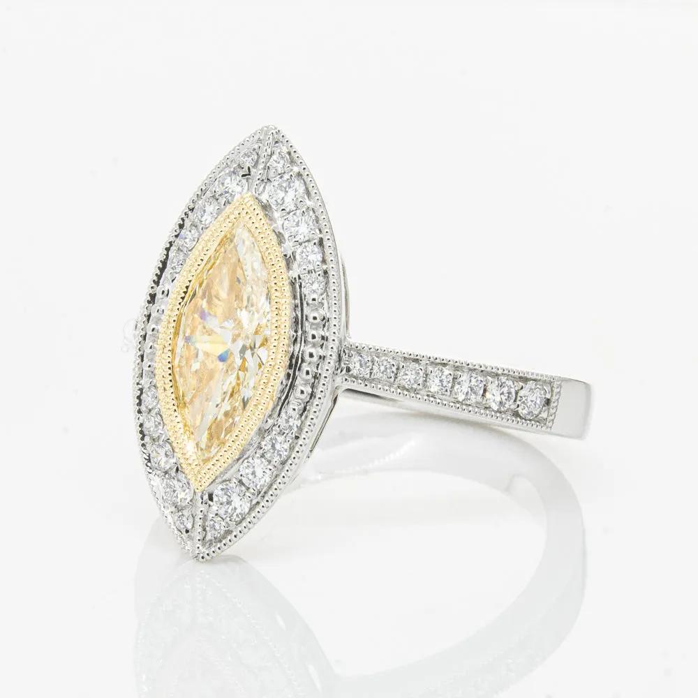 18ct White & Yellow Gold Yellow Diamond Ring