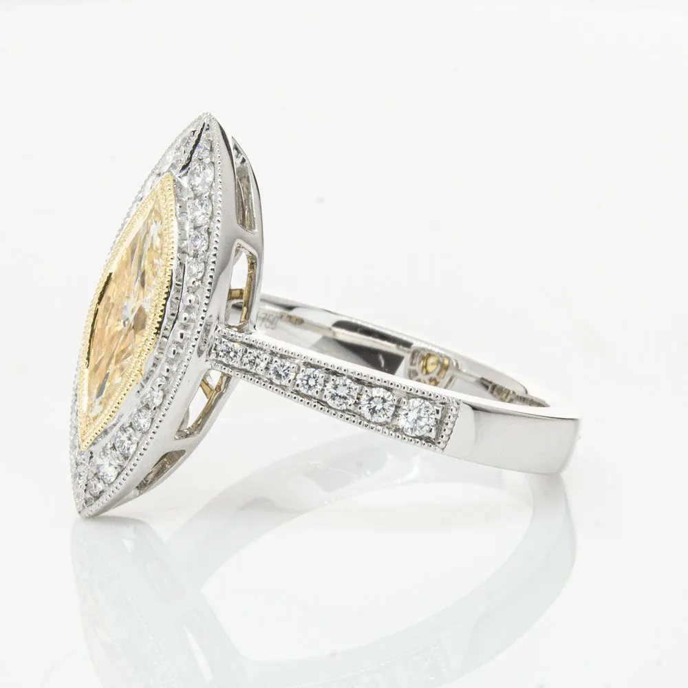 18ct White & Yellow Gold Yellow Diamond Ring