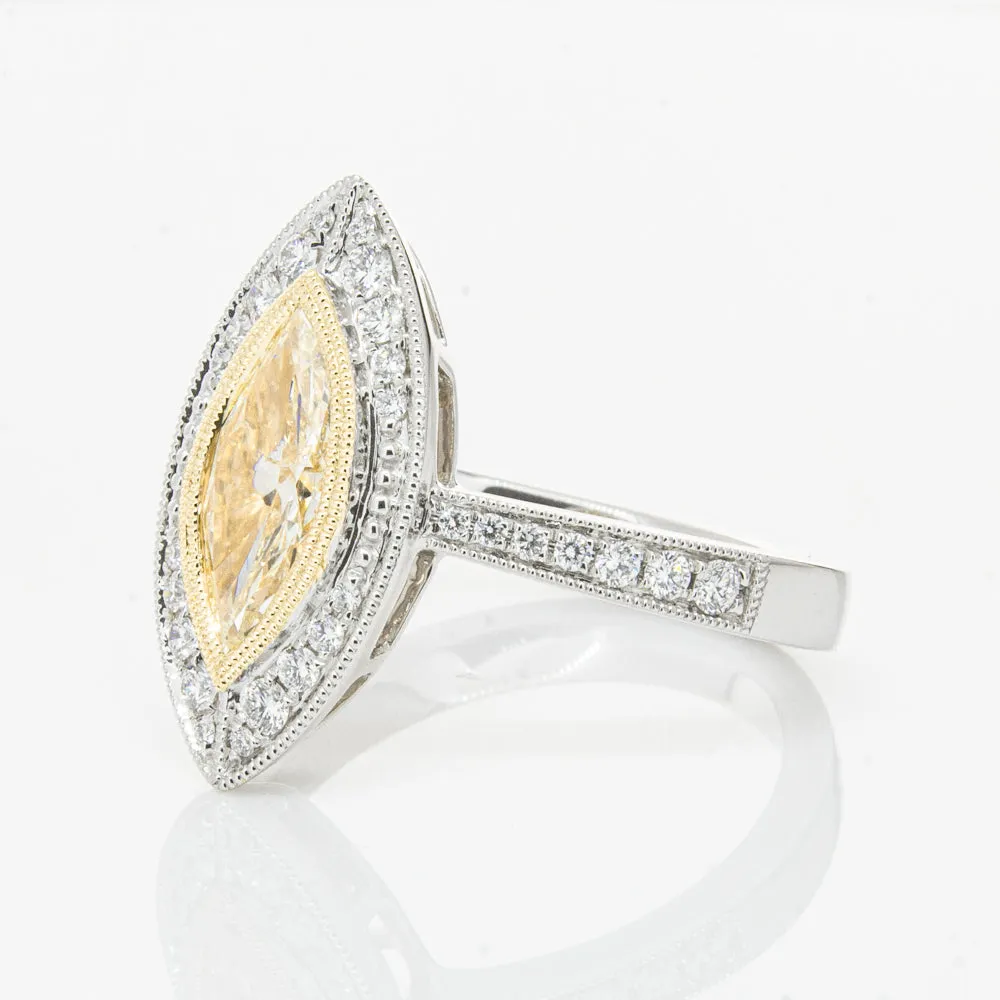18ct White & Yellow Gold Yellow Diamond Ring
