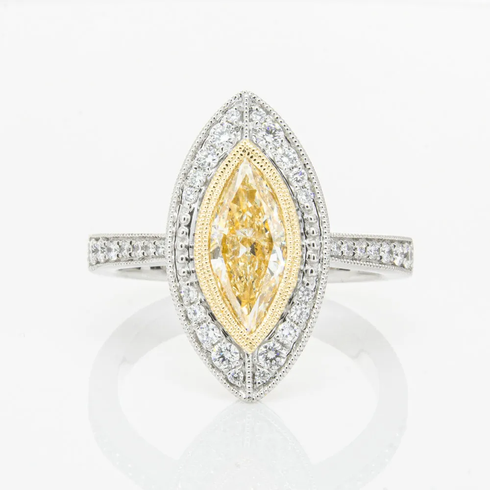 18ct White & Yellow Gold Yellow Diamond Ring