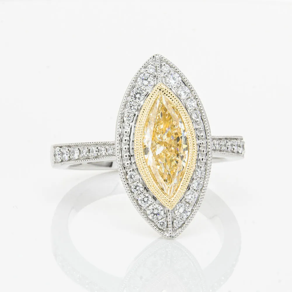 18ct White & Yellow Gold Yellow Diamond Ring