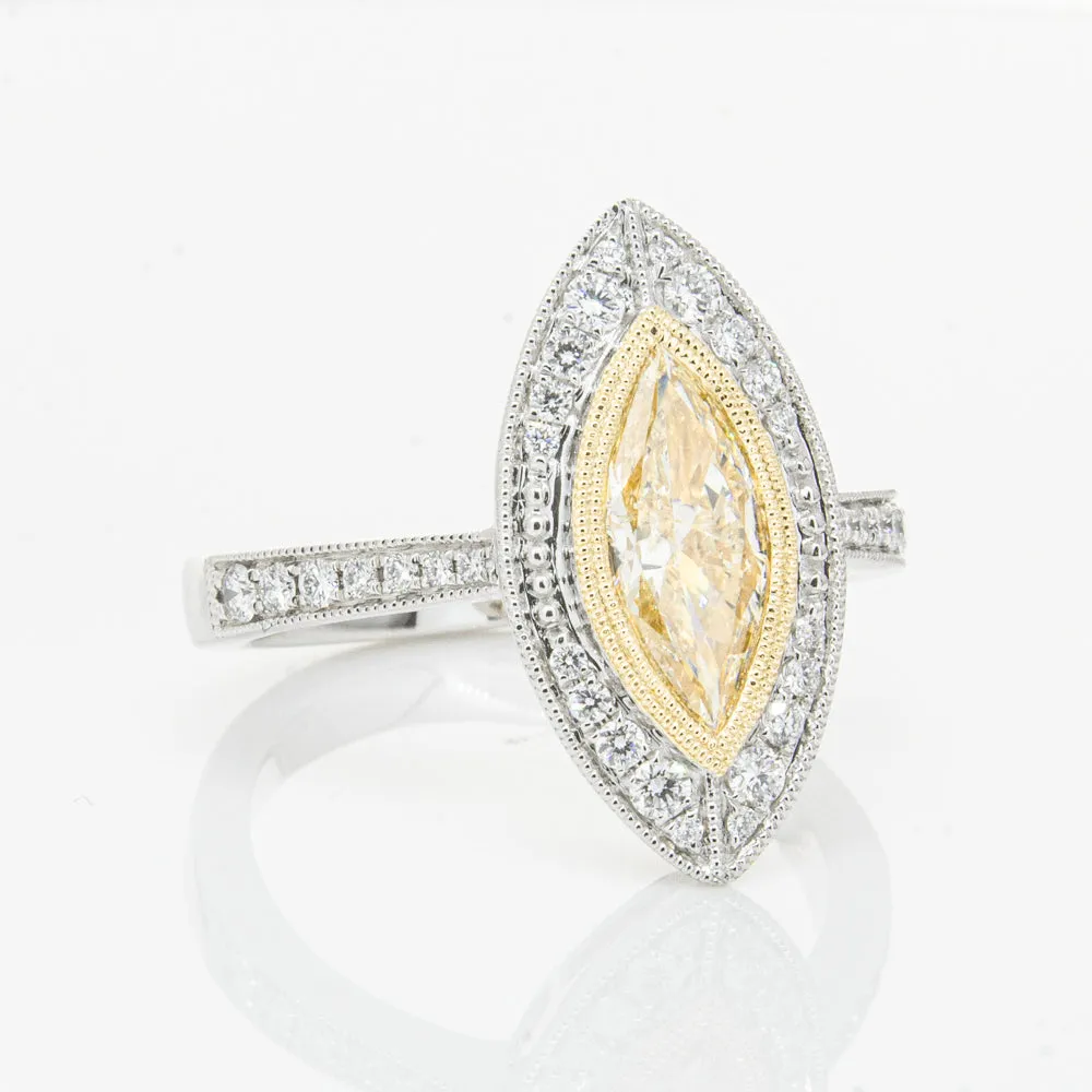 18ct White & Yellow Gold Yellow Diamond Ring