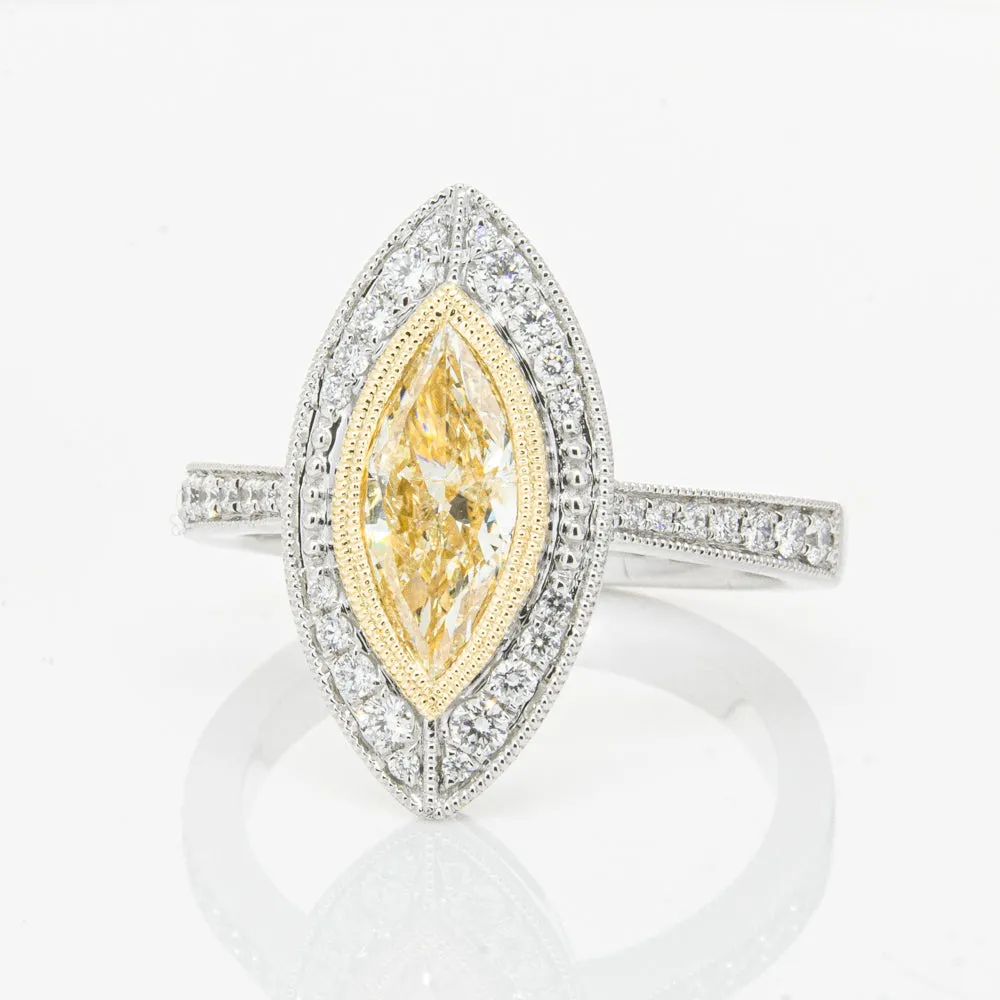 18ct White & Yellow Gold Yellow Diamond Ring