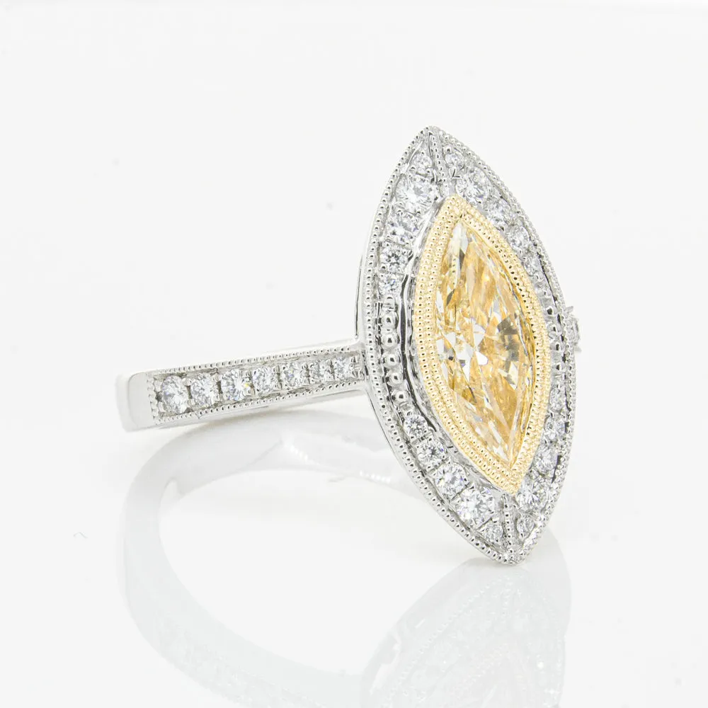 18ct White & Yellow Gold Yellow Diamond Ring