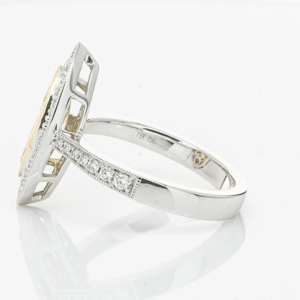 18ct White & Yellow Gold Yellow Diamond Ring