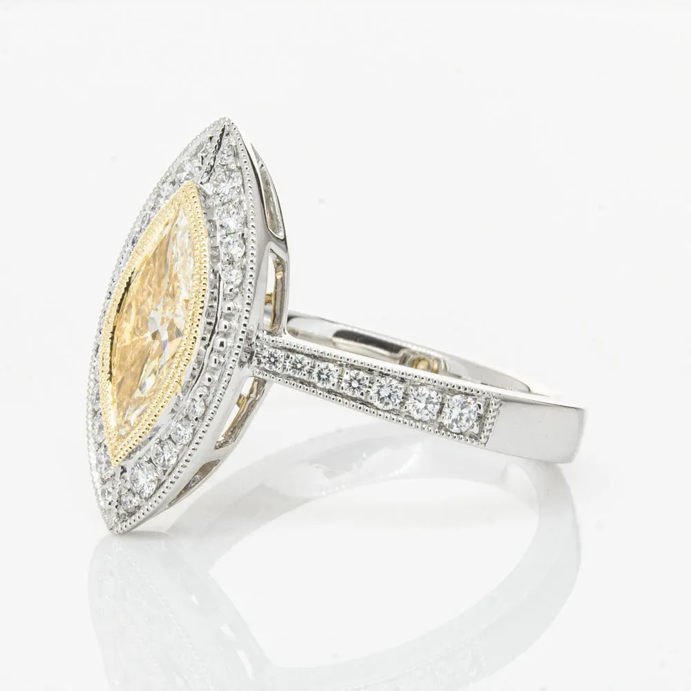 18ct White & Yellow Gold Yellow Diamond Ring