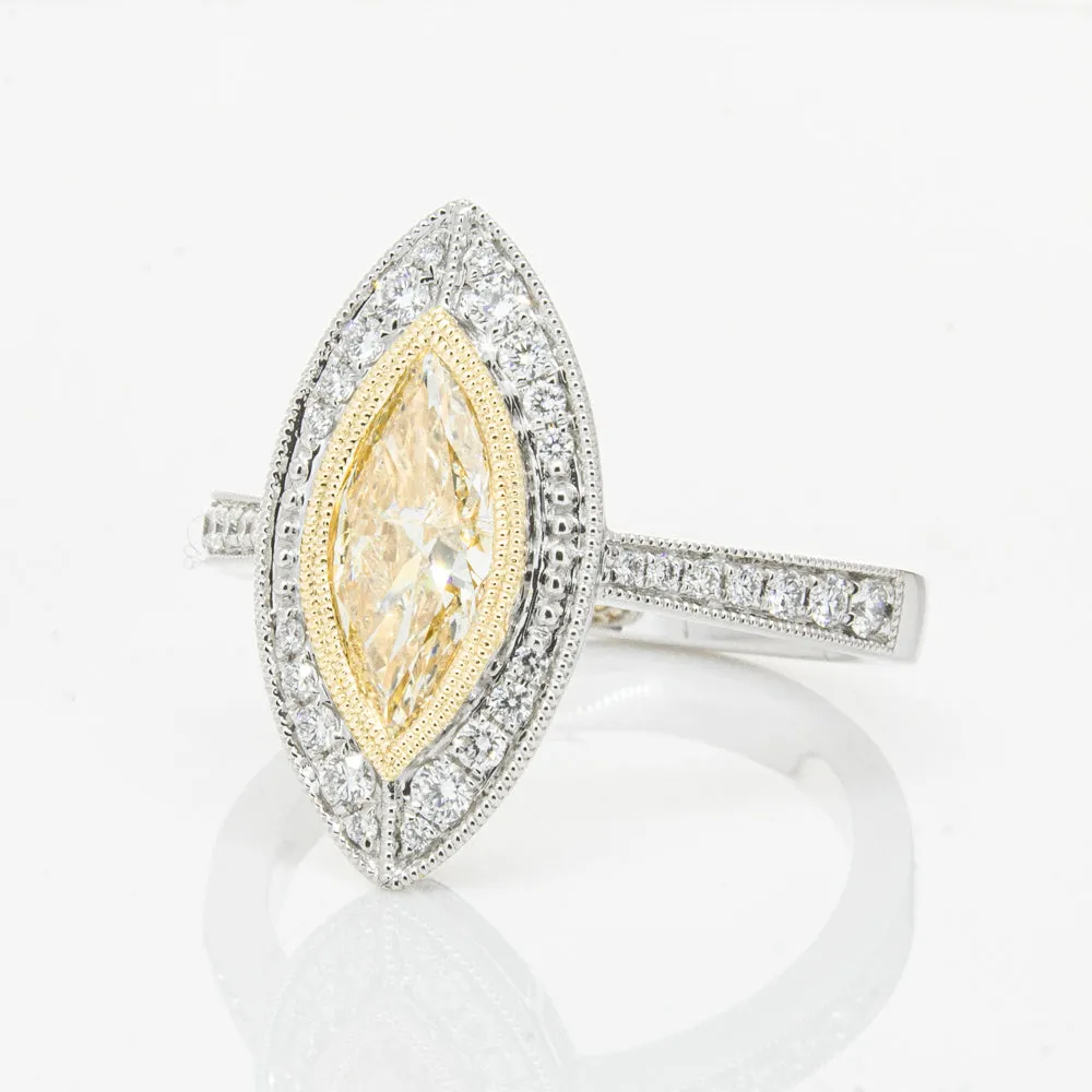 18ct White & Yellow Gold Yellow Diamond Ring