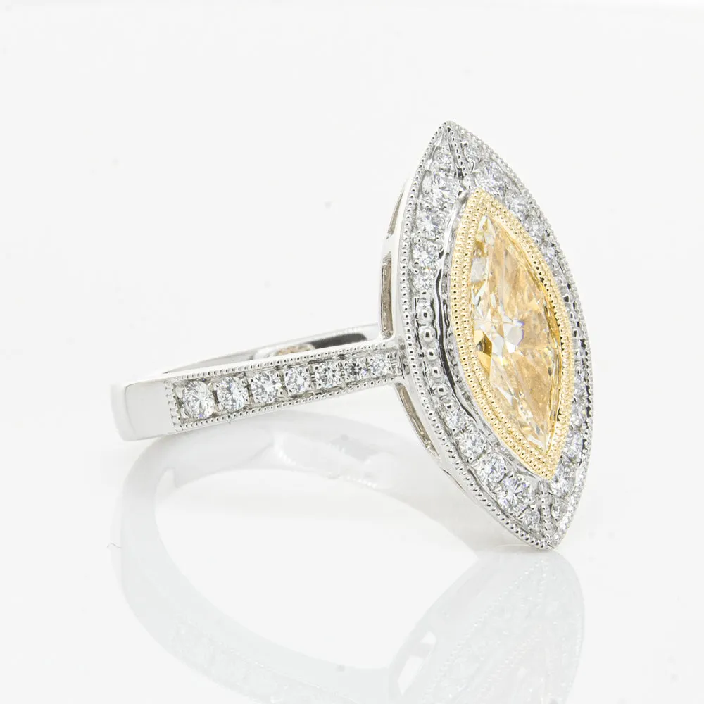 18ct White & Yellow Gold Yellow Diamond Ring