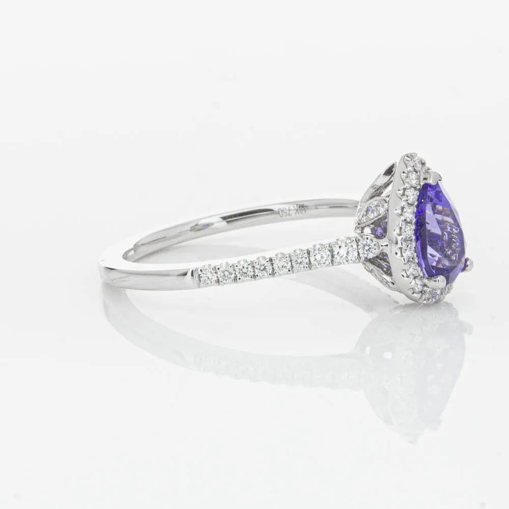 18ct White Gold .92ct Tanzanite & Diamond Mini Sierra Ring
