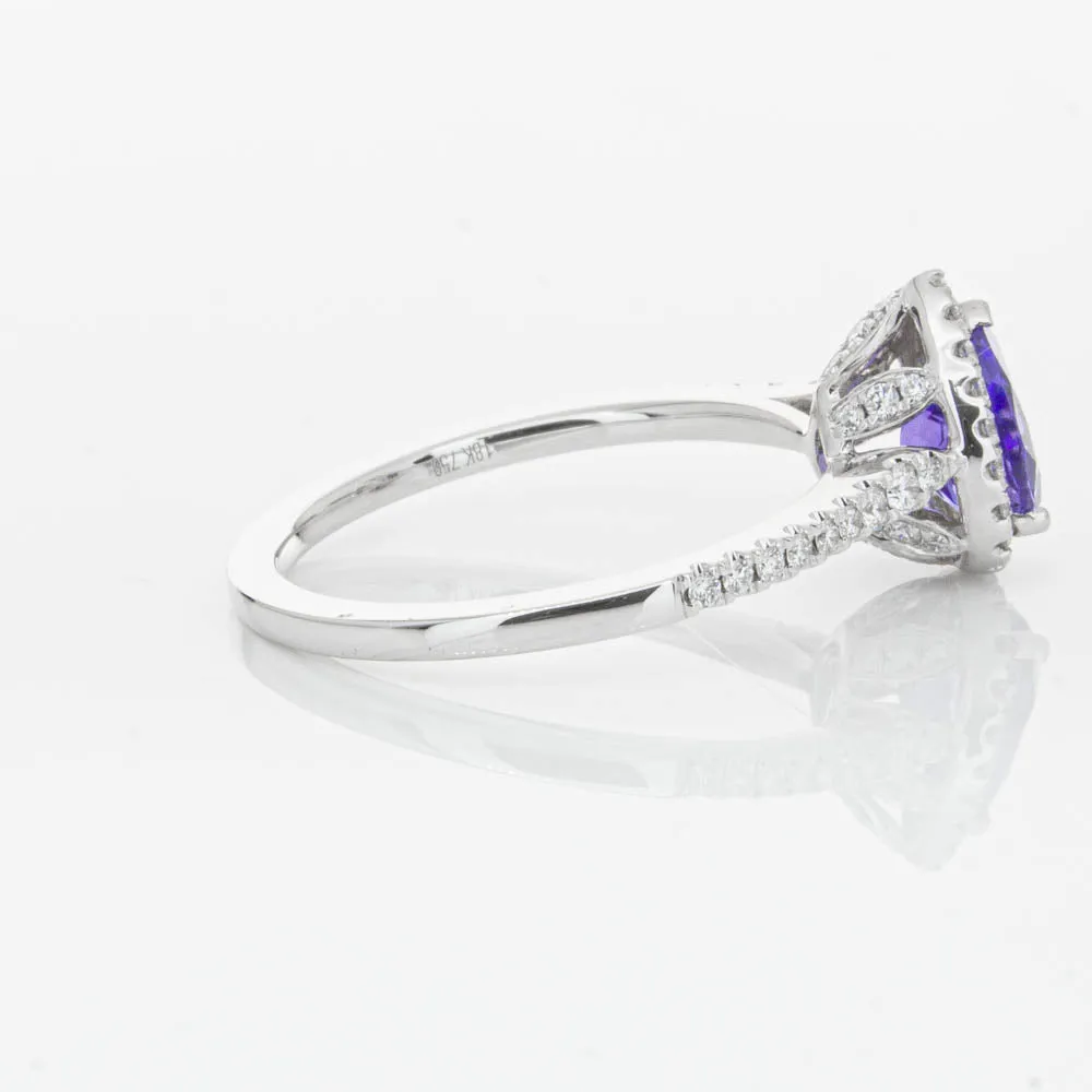 18ct White Gold .92ct Tanzanite & Diamond Mini Sierra Ring