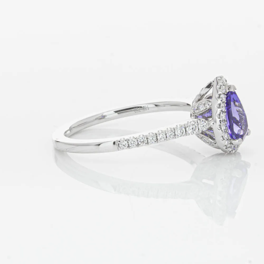 18ct White Gold .92ct Tanzanite & Diamond Mini Sierra Ring