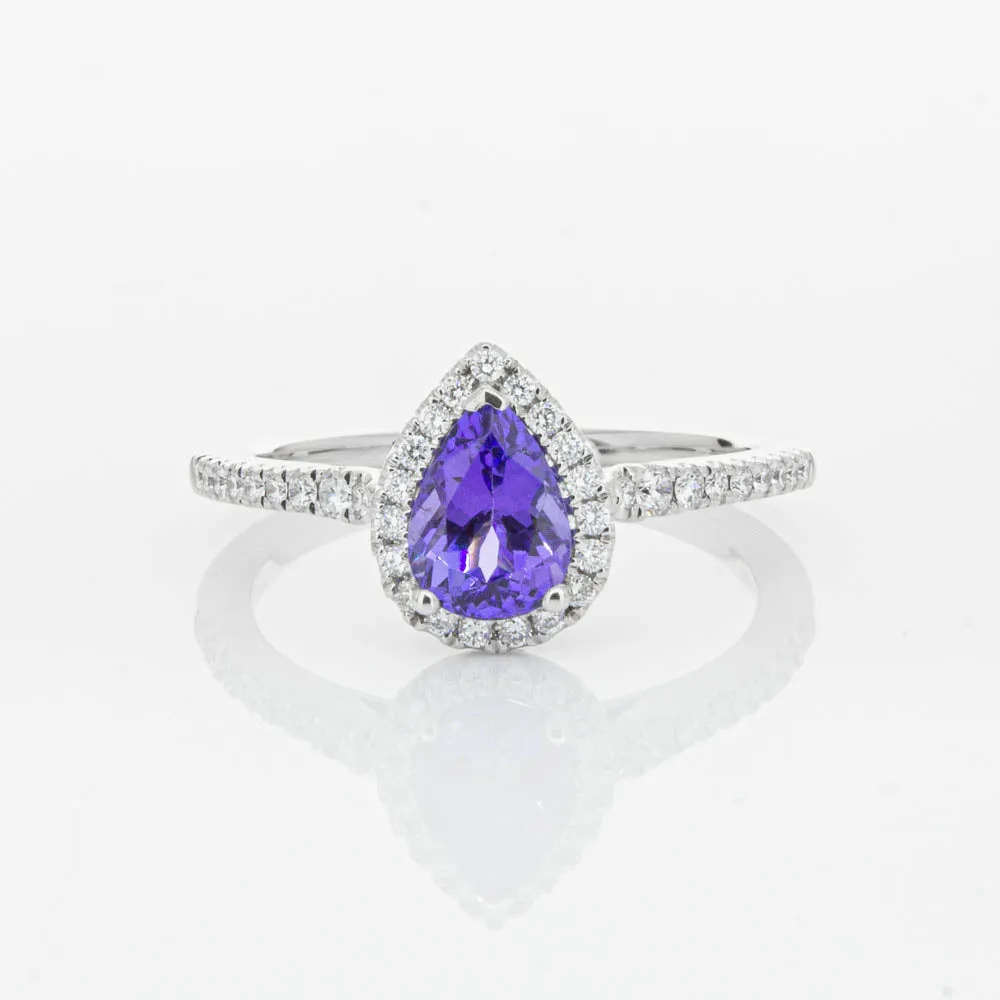 18ct White Gold .92ct Tanzanite & Diamond Mini Sierra Ring