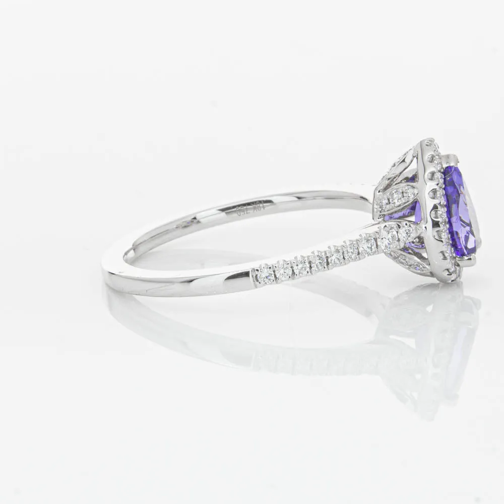 18ct White Gold .92ct Tanzanite & Diamond Mini Sierra Ring