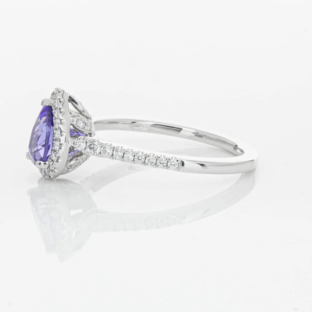 18ct White Gold .92ct Tanzanite & Diamond Mini Sierra Ring