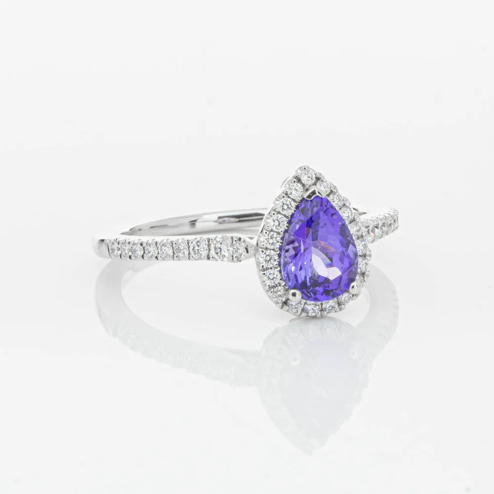 18ct White Gold .92ct Tanzanite & Diamond Mini Sierra Ring