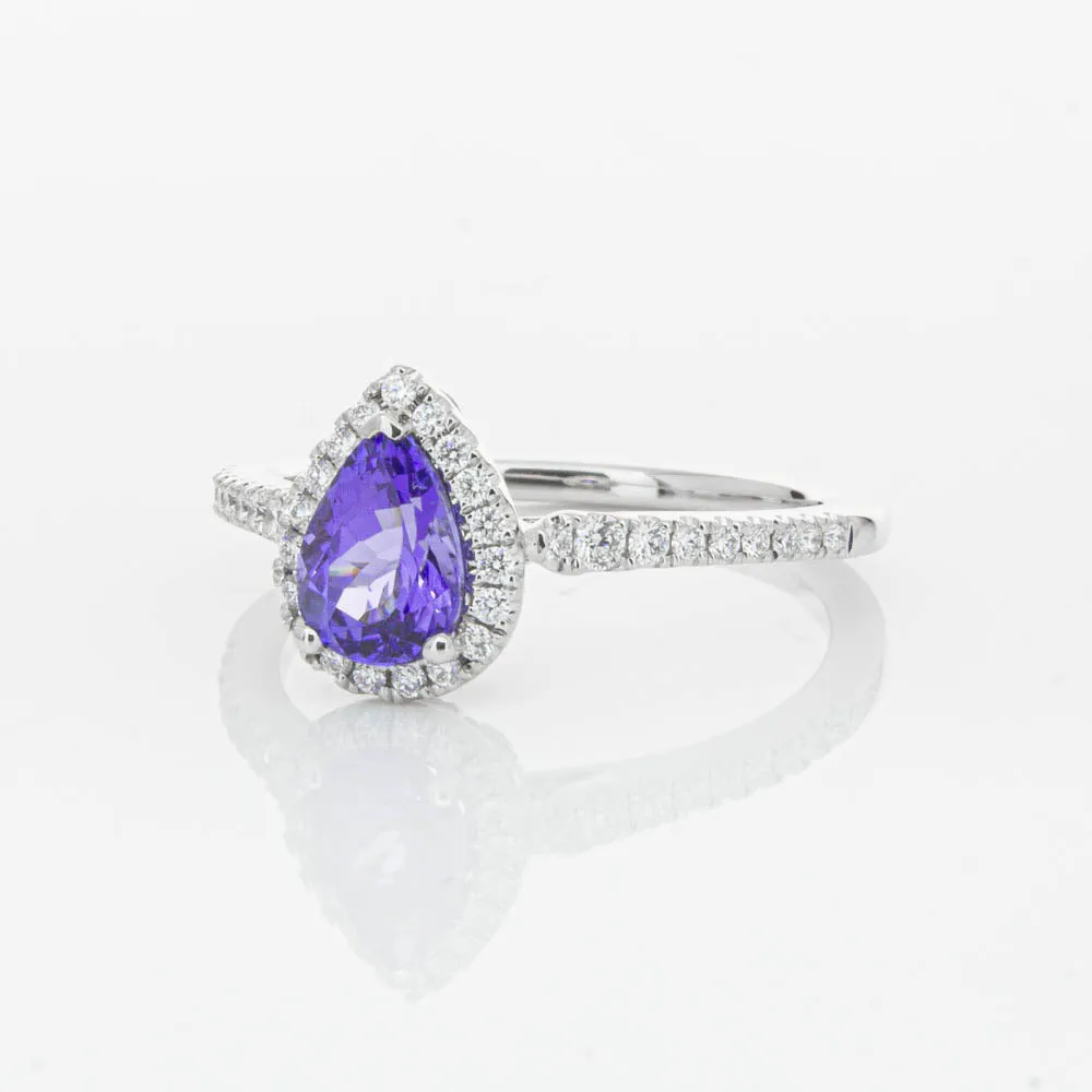 18ct White Gold .92ct Tanzanite & Diamond Mini Sierra Ring