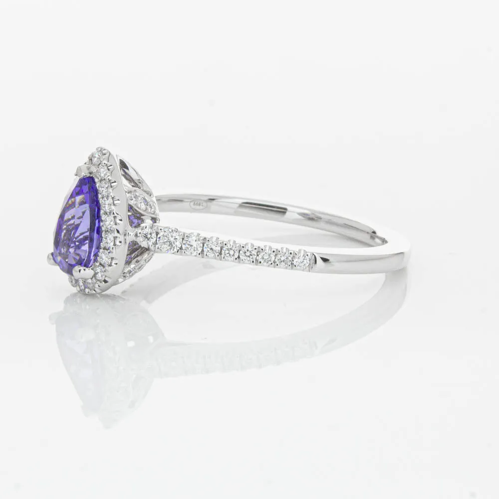 18ct White Gold .92ct Tanzanite & Diamond Mini Sierra Ring