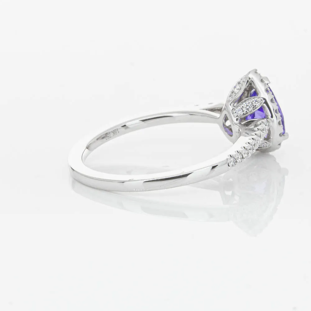 18ct White Gold .92ct Tanzanite & Diamond Mini Sierra Ring