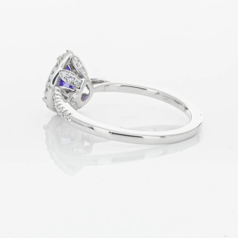 18ct White Gold .92ct Tanzanite & Diamond Mini Sierra Ring