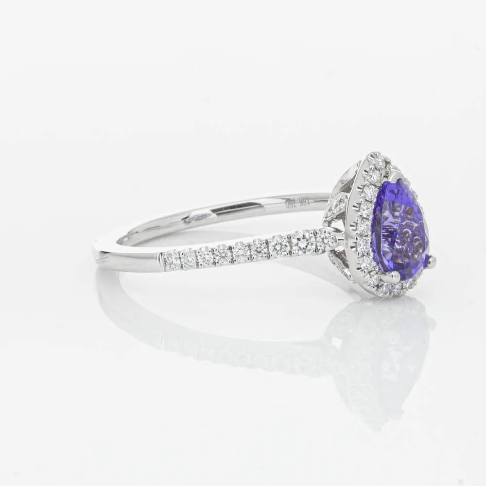 18ct White Gold .92ct Tanzanite & Diamond Mini Sierra Ring