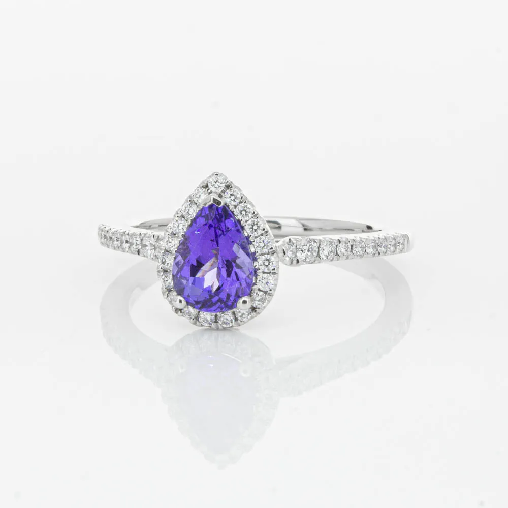 18ct White Gold .92ct Tanzanite & Diamond Mini Sierra Ring