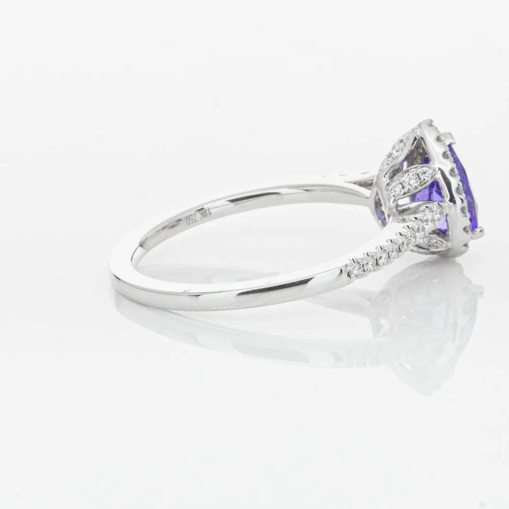 18ct White Gold .92ct Tanzanite & Diamond Mini Sierra Ring