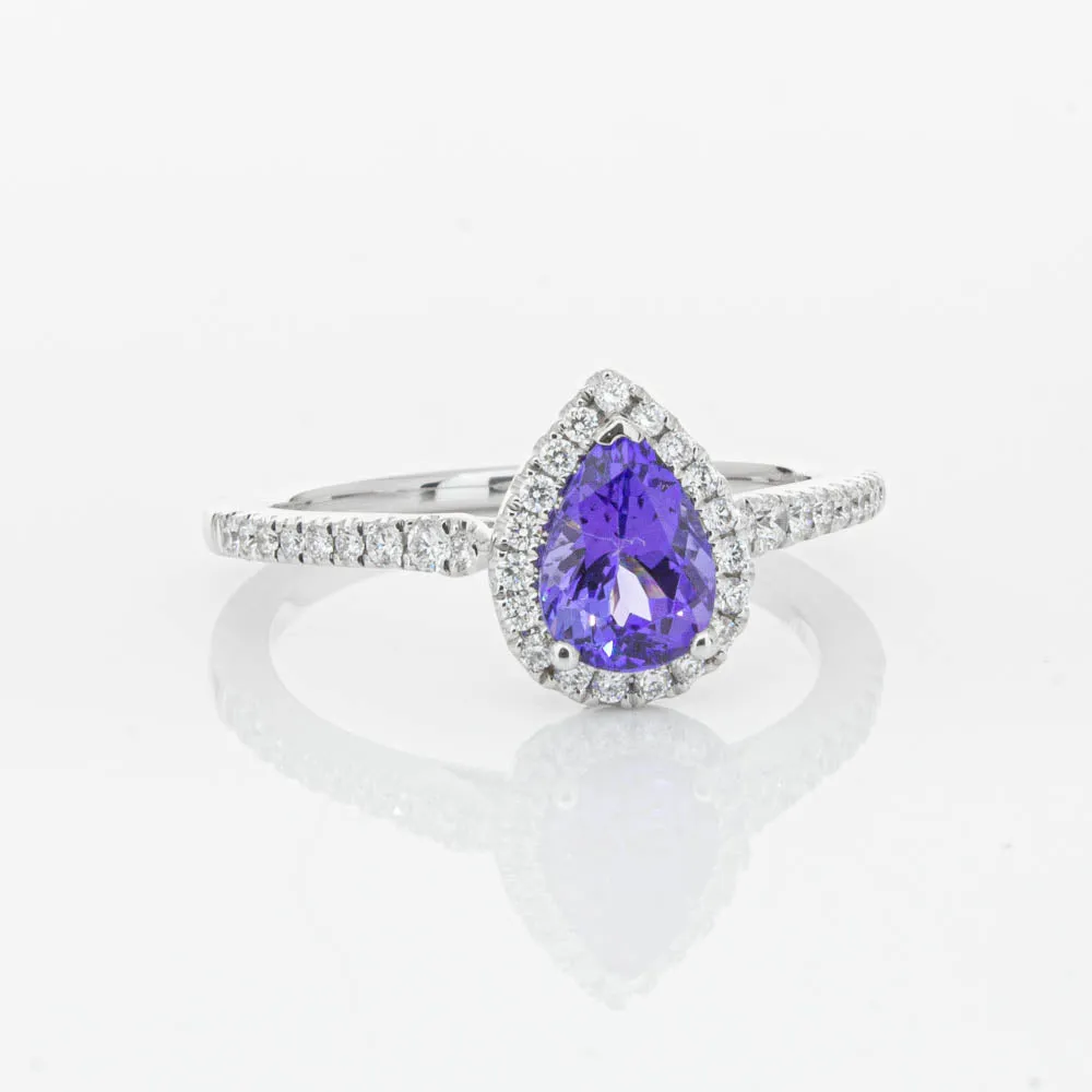 18ct White Gold .92ct Tanzanite & Diamond Mini Sierra Ring