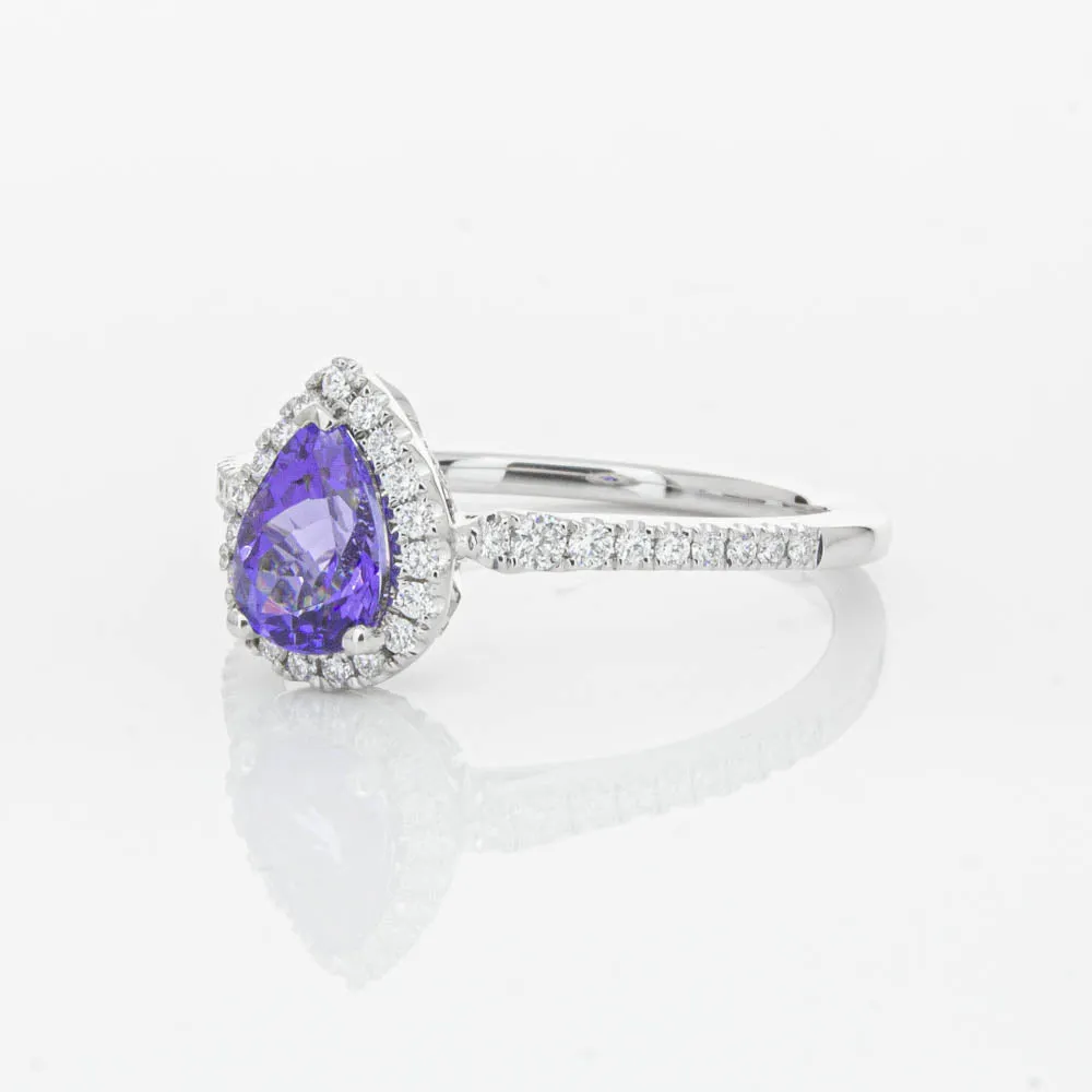 18ct White Gold .92ct Tanzanite & Diamond Mini Sierra Ring