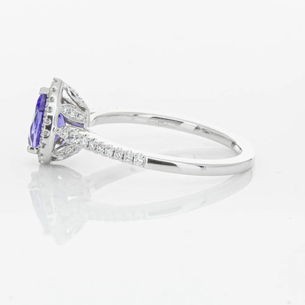 18ct White Gold .92ct Tanzanite & Diamond Mini Sierra Ring