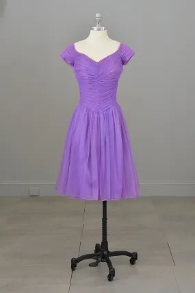 1960s 70s Vibrant Purple Ruched Party Dress 1960s 70s Vibrant Purple Ruched Party Dress