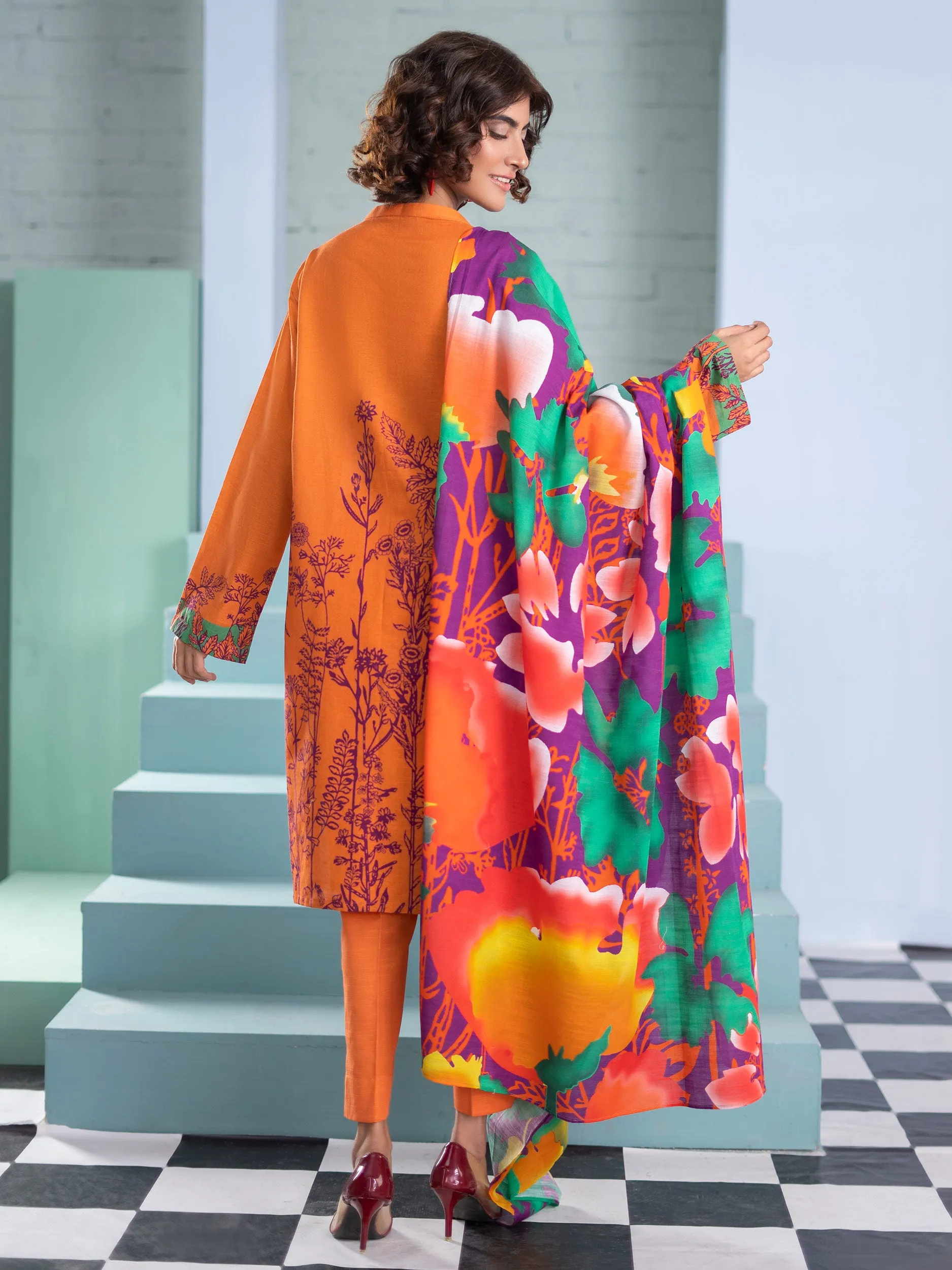 2 Piece Khaddar Suit-Printed (Unstitched)