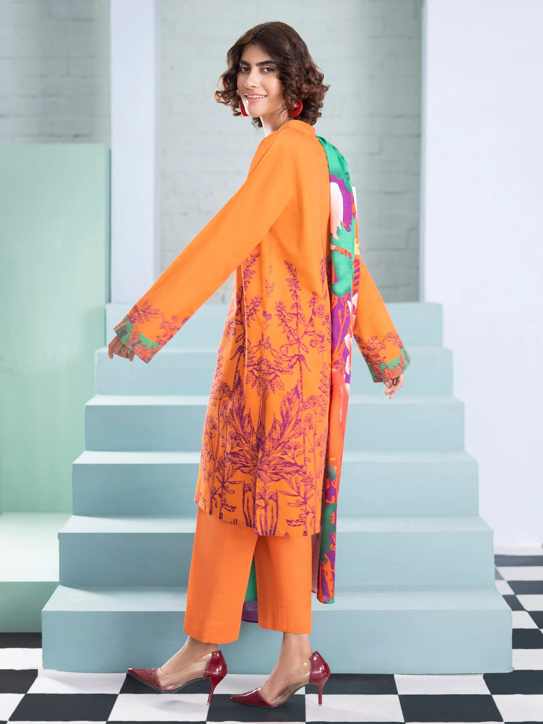 2 Piece Khaddar Suit-Printed (Unstitched)