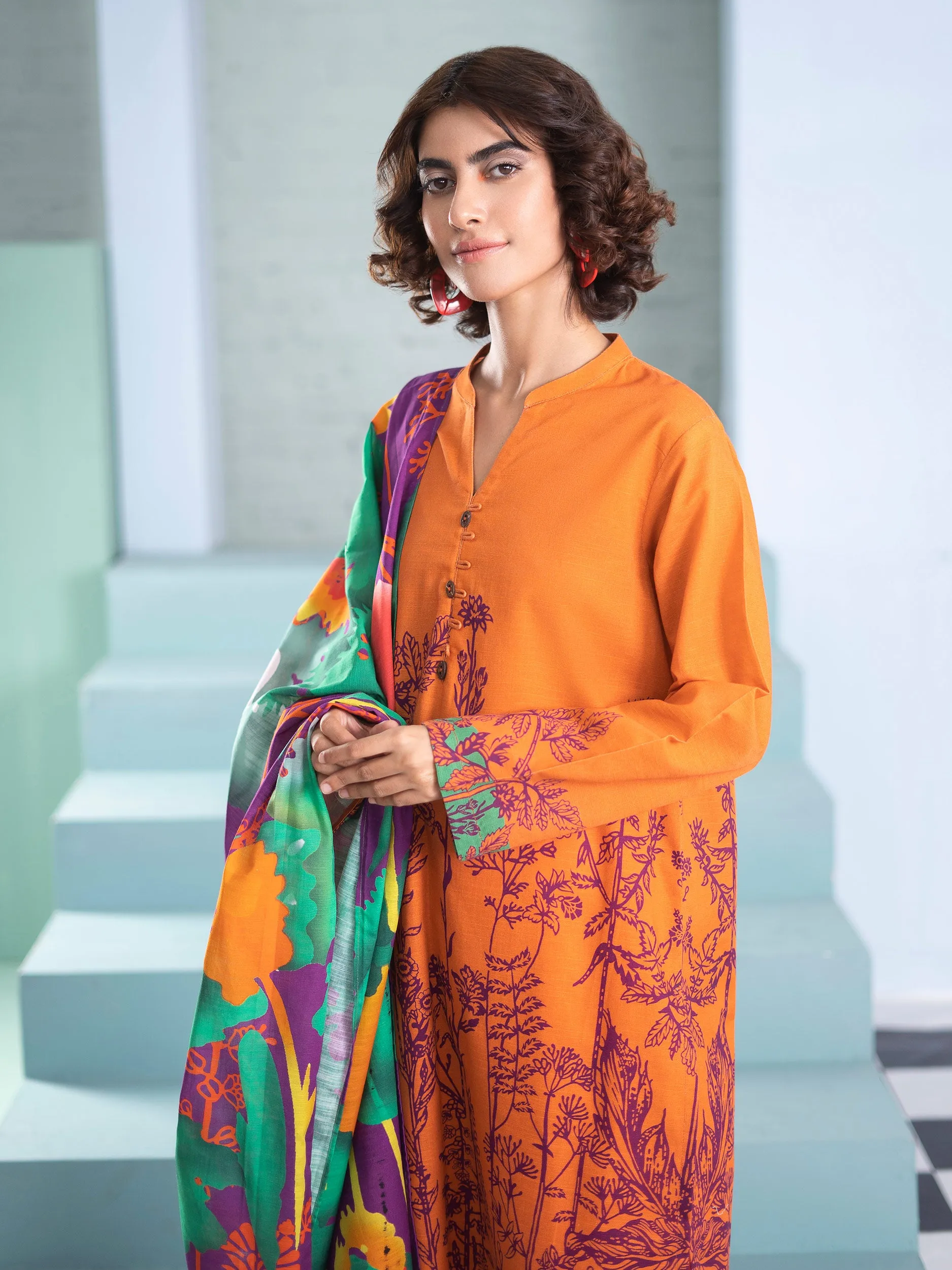 2 Piece Khaddar Suit-Printed (Unstitched)