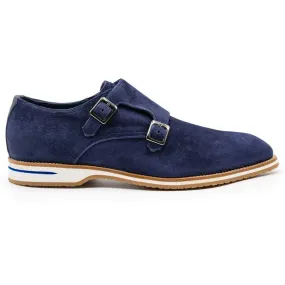 56-100-NVY LEGERRA Sueded Goatskin Monkstrap, Navy 56-100-NVY LEGERRA Sueded Goatskin Monkstrap, Navy