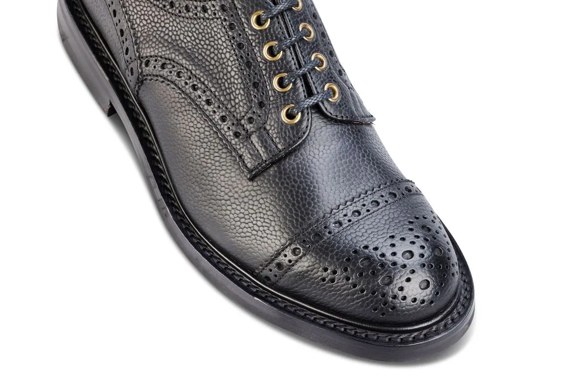 7047 - Men's Derby ToeCap Brogue - Black Scotch Grain