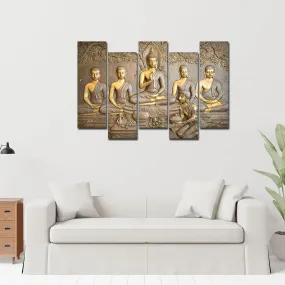 A Beautiful 5 Pieces Wall Painting of Lord Buddha in Temple A Beautiful 5 Pieces Wall Painting of Lord Buddha in Temple