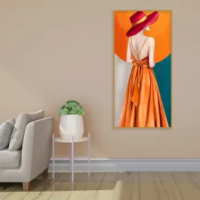 Abstract Fashion Woman in Orange Dress Canvas Wall Painting Abstract Fashion Woman in Orange Dress Canvas Wall Painting