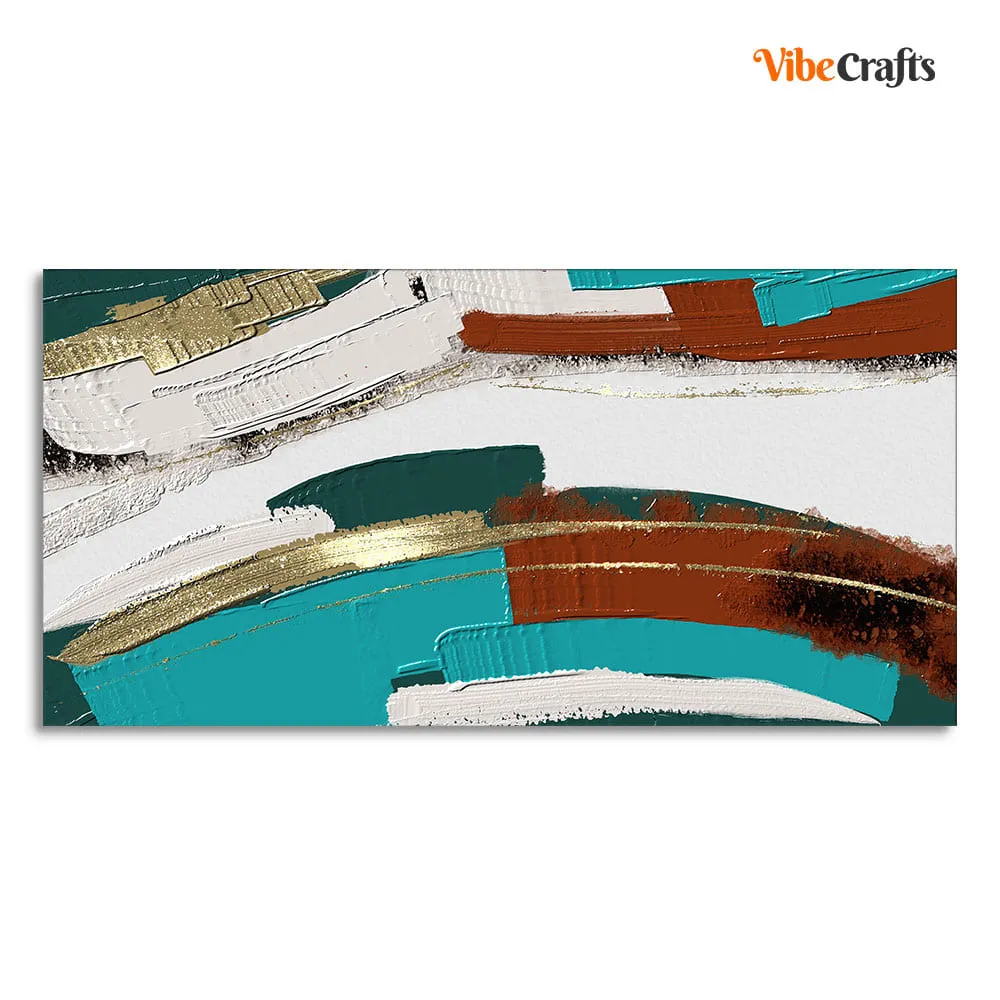 Abstract Golden and White Textured Premium Canvas Wall Painting