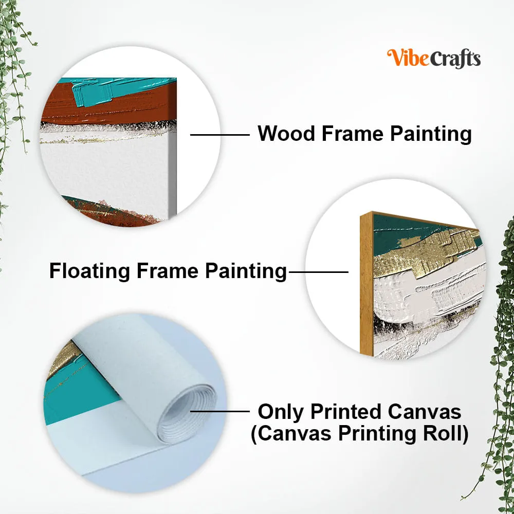 Abstract Golden and White Textured Premium Canvas Wall Painting