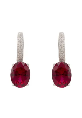 Alexandra Oval Drop Earrings Silver Ruby Alexandra Oval Drop Earrings Silver Ruby