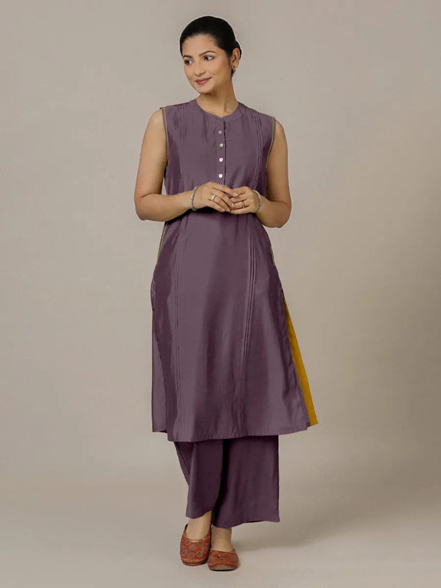Alina x Rozaana | A Line Kurta in Purple Mauve with Thread Work | Coords or Only Kurta