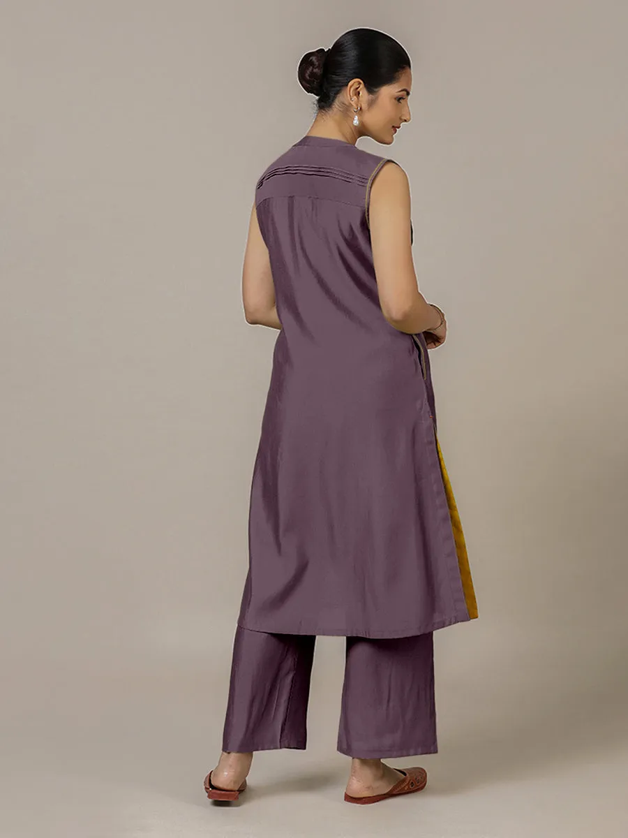 Alina x Rozaana | A Line Kurta in Purple Mauve with Thread Work | Coords or Only Kurta