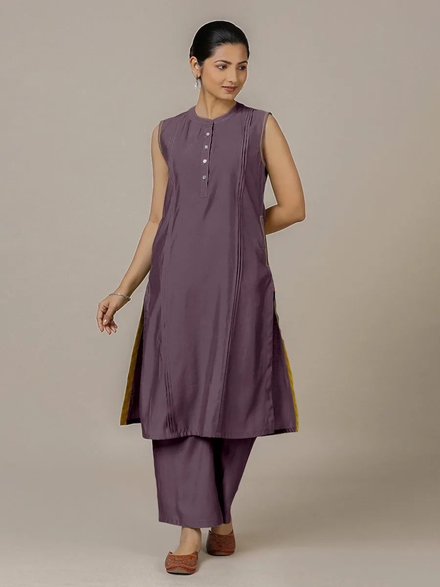Alina x Rozaana | A Line Kurta in Purple Mauve with Thread Work | Coords or Only Kurta
