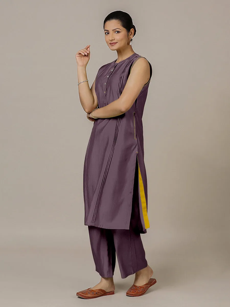 Alina x Rozaana | A Line Kurta in Purple Mauve with Thread Work | Coords or Only Kurta