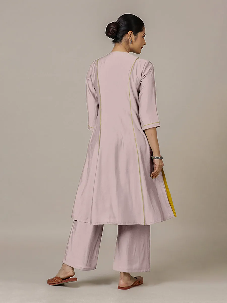 Amal x Rozaana | A Line Kurta in Lilac with Thread Work | Coords or Only Kurta