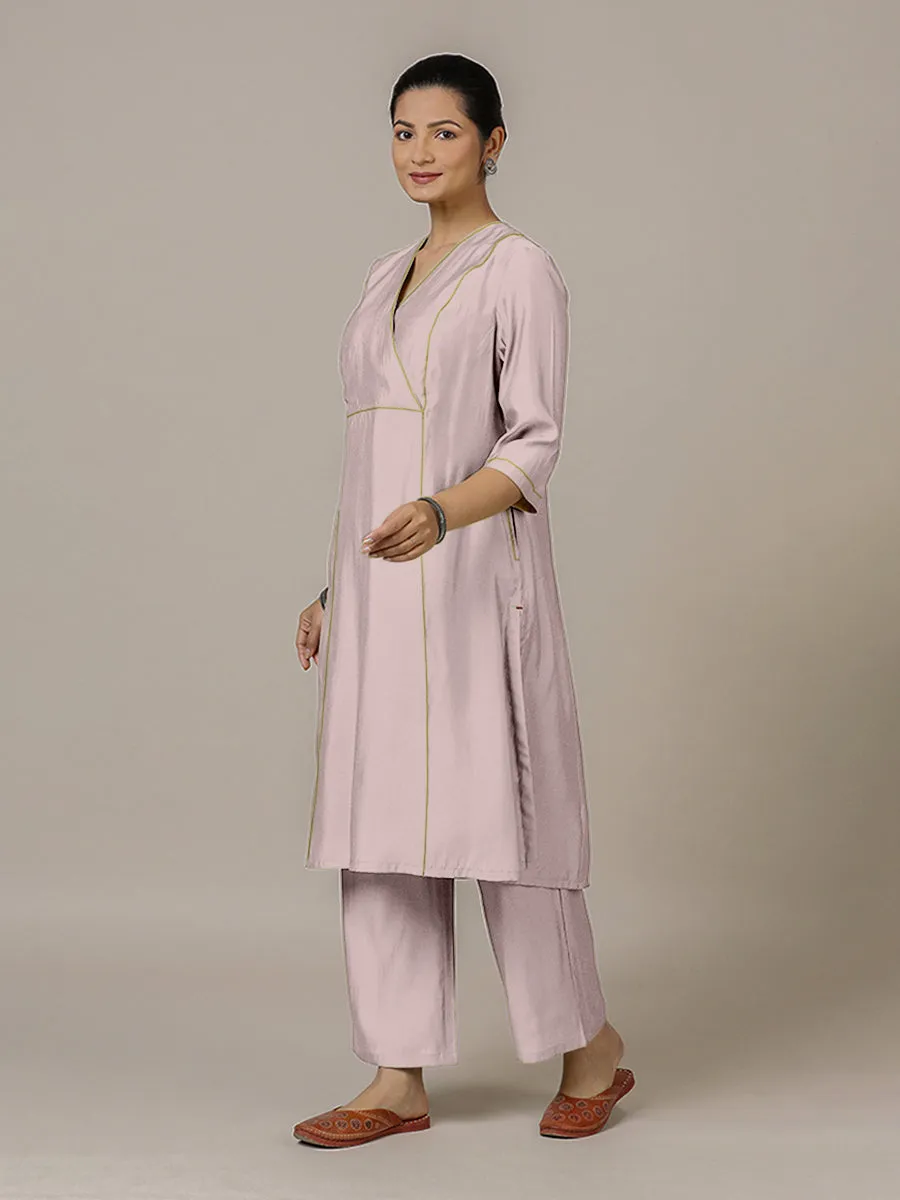 Amal x Rozaana | A Line Kurta in Lilac with Thread Work | Coords or Only Kurta